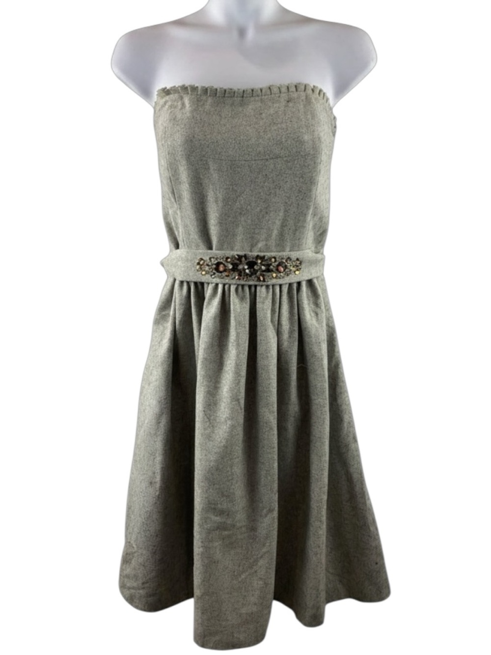 Banana Republic Gray Women’s Textured Wool Midi Strapless Party Dress Size 14